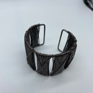 Gunmetal Woven Wire Cuff Bracelet